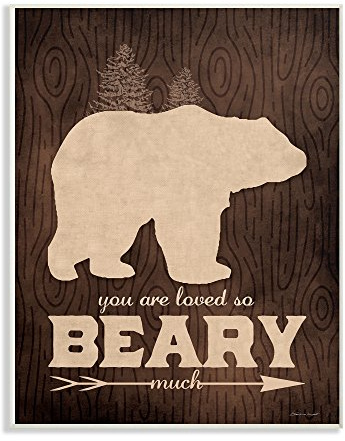 The Kids Room by Stupell You Are Loved So Beary Much Wood Grain