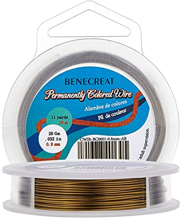BENECREAT 20Gauge (0.8mm) Anlaufbeständiger antiker Bronzedraht, Schmuckherstellung Kupferdraht, 10M/11Yard