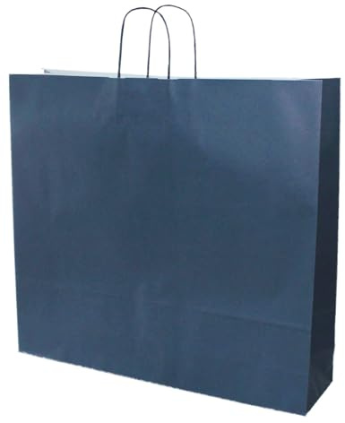 PGV Papiertragetaschen mit Kordel extra groß 54 + 14 x 50 cm (10 Stück, DUNKELBLAU)