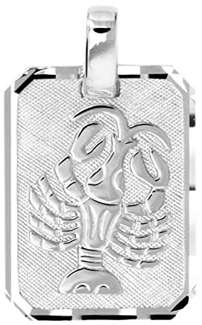 My Gold Damen Herren Sternzeichen Anhänger KREBS Sterlingsilber 925 (Ohne Kette) Echtes Silber Platte 21mm x 12mm Horoskop Gaudino A-03303-S923-Kre