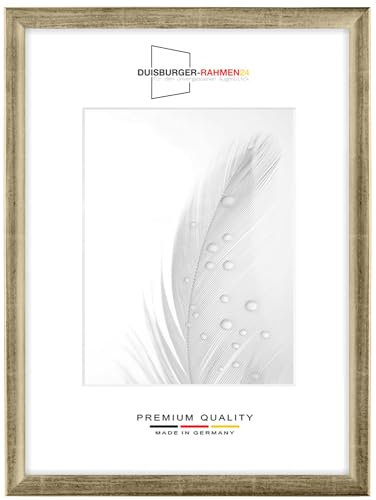 DR24 40x120 Bilderrahmen (Silber Leaf) nach Maß, 35 mm breiter MDF Holzrahmen inkl. entspiegelter Anti-Reflex Kunstglasscheibe, stabiler Rückwand, Biegestiften und Aufhängern