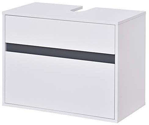 HOMCOM Mobiletto Sottolavabo e Copricolonna per il Bagno, in Legno Bianco con 2 Cassetti e Taglio a U, 67 x 36 x 52cm