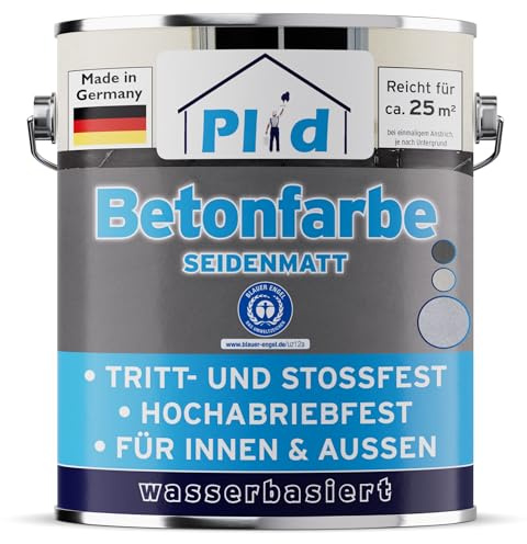 Plid® betongfärg inomhus och utomhus, frostsäker, silvergrå, 2,5 l – flytande plast, golvbeläggning – betongfärg, källargolv – golvfärg för källare, cement, murverk och trä – tillverkad i Tyskland