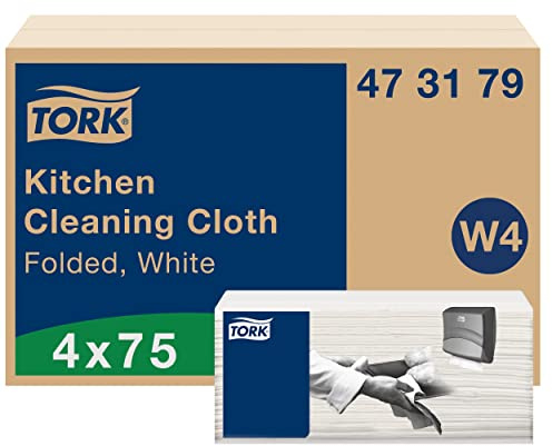 Tork Küchen Reinigungstücher Weiß W4, extrem saugfähig, 4 × 75 Tücher, 473179 | Weiß