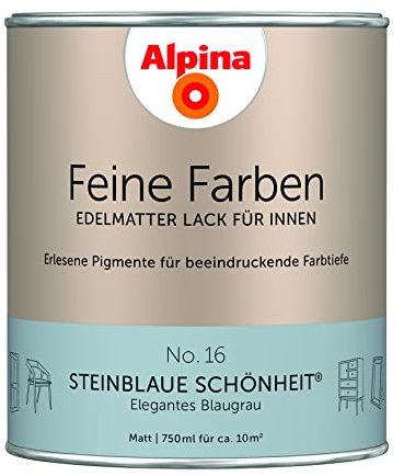 Alpina Feine Farben Lack No. 16 Steinblaue Schönheit® edelmatt 750ml - Elegantes Blaugrau