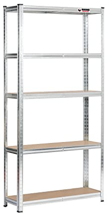 Rhino Racking - 2 Bays - 5 Tier Heavy-Duty Industrial Storage Shelves - Galvanised - 180x90x30cm