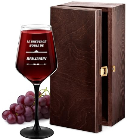 Maverton Verre Personnalisé à vin rouge et blanc, Verre à Pied Noir | Pour Anniversaire 30 cl, Verrerie a vin avec Gravure Cadeau Homme Anniversaire, Cadeau Personnalisé pour ami, Breuvage