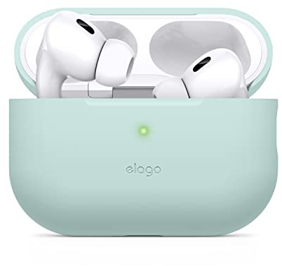 elago Silikon Hülle für AirPods Pro 2 | Front-LED sichtbar, kabelloses Laden (Grün)