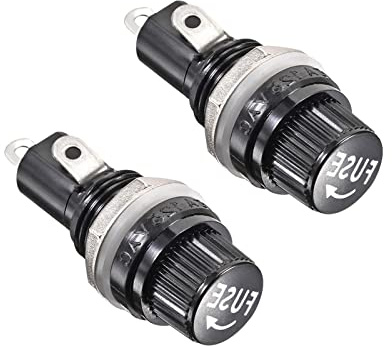 QUARKZMAN Sicherungshalter Schwarz 5x20mm AC 125V/15A 250V/10A x 2Stk | Gewinde Panel montiert Schraubkappe Sicherungshalter Sockel für Autoradio Audio DIY Projekt