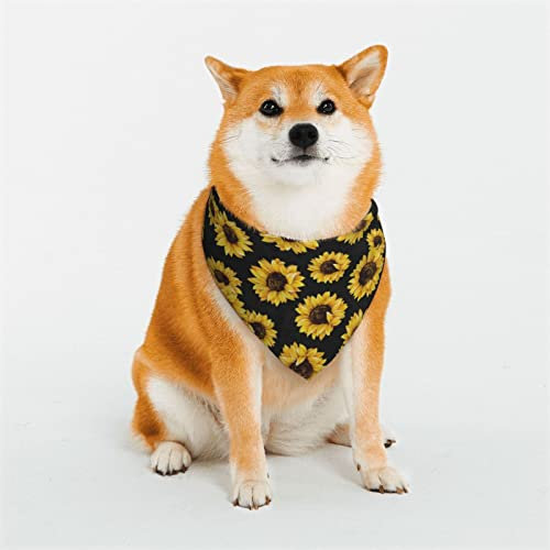 Hipster Hundehalstücher mit goldenen Sonnenblumen, wendbar, dreieckig, verstellbar, weiches Halstuch, für mittelgroße und große Haustiere