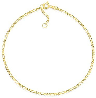 Fußkette Figaro Breite 2mm | aus echt 585 Gold | hochglanzpolierte Fußkette | Echtgold mit Federringverschluß