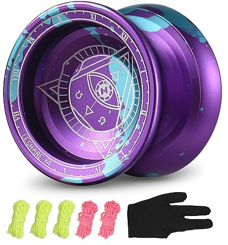 Lixada Professionelles Yoyo Competitive Aluminium Yoyo Ball mit 5 Schnüren und HandschuhZwei Sätze von Lagern, Nicht ansprechende Lager/empfindliche Lager Yo-Yo für Anfänger und professionelle Spieler