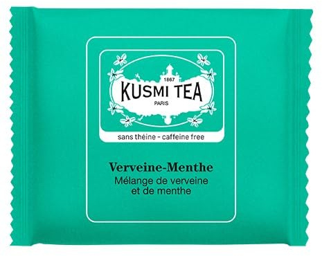 KUSMI TEA - VERVEINE BIO MENTHE - Boîte de sachets de thé enveloppés (100)