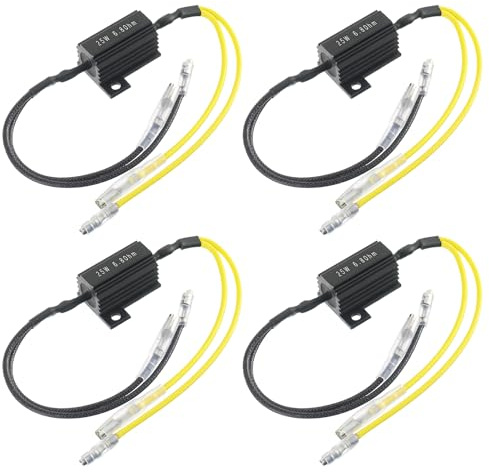 EPLZON 12V 25W 6.8 Ohm Motorcycle Load Resistor Flashlight Indicator Decoder Motorcycle Indicator Resistor Adapter Flash Fix Error 12V for Motorcycle (Pack of 4)
