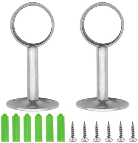 CEEYSEE 2 Stück Edelstahl Rundrohr Halterung 32mm Gardinenstangen Halterung mit Schrauben Stangen Flansch Set Kleiderstange Stangenhalterung für Hängende Vorhänge, Kleider, Handtuchstange (32mm/FLZ)