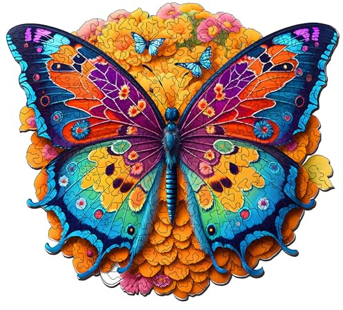 Foyucool Kit de Puzzle en Madera, Rompecabezas con Formas de Animales Irregulares, Manualidades para Mayores de 14, Regalo Creativo para Cumpleaños o Navidad, 30.0 × 23.1 cm, Mariposa