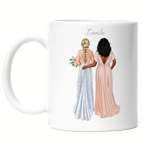 Kiddle-Design Trauzeugin Tasse Personalisiert mit Name der Braut & Brautjungfer | Frage & Danke-Geschenk für Freundinnen Dankeschön Brautparty & Brautjungfern JGA