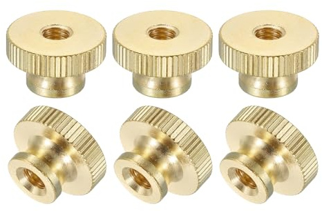 QUARKZMAN Gerändelte Daumenmuttern, 6 Stück M6 x D20mm x H12mm Messing Griffmuttern Rändelmuttern mit Hohem Kopf Befestigungselemente für 3D-Drucker Teile, Maschinenwerkzeuge