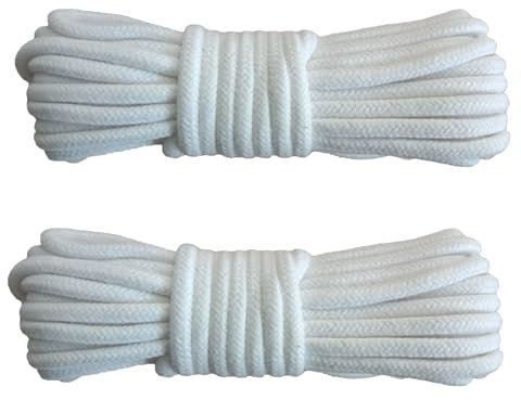 2 Rouleaux Corde en Coton Doux, Épaisseur 8 mm Longueur 10 m, Cordon torsadé épais Multifonctionnel, pour Le Camping, Le Jardinage, Le nautisme, Le tir à la Corde, Les Animaux, l’Escalade(Blanc)