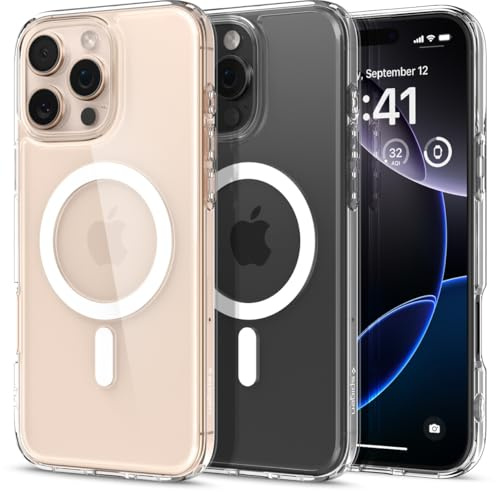 Spigen Ultra Hybrid MagFit Case for iPhone 16 Pro Max - Clear White | MagSafe Compatible, Anti-Yellowing Crystal Clarity, Patented Air Cushion, MIL-STD-810H Military-Grade Drop Protection