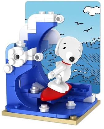 BlueBrixx Pro 107354 – Snoopy Surfe à la plage en briques de construction avec 84 éléments