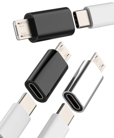Lot de 3 adaptateurs micro USB mâle vers USB C - Câble de charge de type C - Connecteur micro USB - Plug Data Sync Charging Converter - Accessoire de chargeur Android compatible avec Samsung Galaxy S7