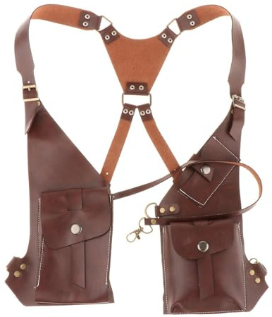 Dickly Leder Umhängetaschen Holster Tasche, Verstellbarer Schultergurt, Männer Crossbody Bag Outdoor, große Handytasche, Retro Unterarm Holster Pouch Tasche für Reisen Camping Party, Stil d