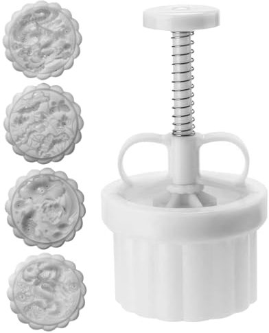 Mooncake Mould with 4PCS Large 150g Stamps Thickness Adjustable Moon Cake Mold Hand Press Cookie Press for Mooncake Making for Autumn Festival Decoration Gift
