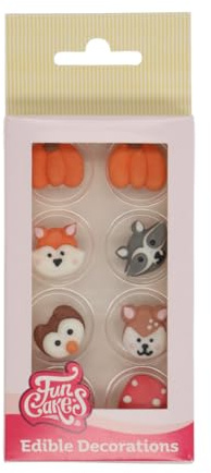 FunCakes Sugar Decorations Forest Animals, Ready to use for decorating cakes, Great for cupcakes, muffins, and more, Edible Decorations, Set/8