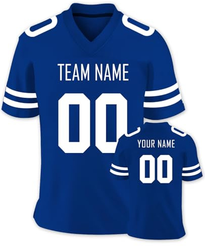Personalisiert American-Football-Trikot Herren-Sporthemden, Personalisierte Atmungsaktiv T-Shirt kurzärmelig und fügen Sie den Teamnamen für Männer Damen Kinder