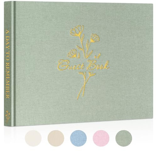 Lanpn Gästebuch Hochzeit Blanko mit 108 Seiten, Leinen Gästebuch Geburtstag, Hochzeitsbuch Gästebücher Hochzeitsalbum Hochzeitsgästebuch, Gästebuch für Jubiläen Geburtstage Babyparty Taufe (Grün)
