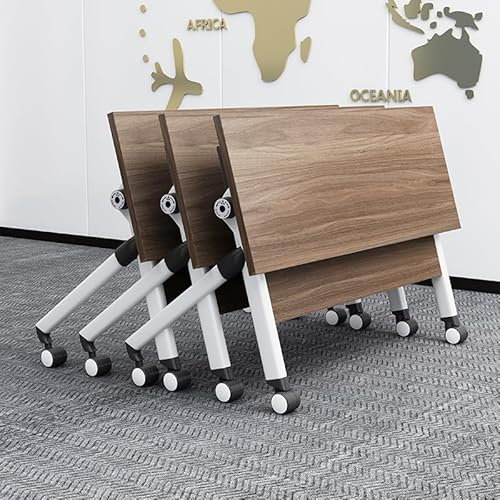 Zusammenklappbarer Konferenzraumtisch, vielseitiger Konferenztisch mit Klappdeckel, tragbare und faltbare Lösungen für dynamische Meetings, Schulungen, Klassenzimmer und Büros (schwarze Walnuss, 119 x