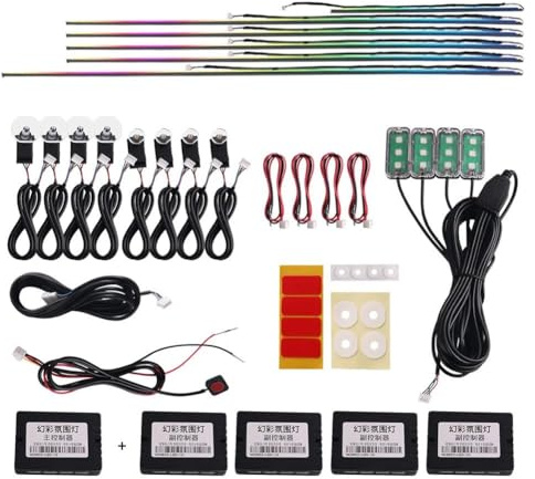 DAGESVGI - Luci ambientali per auto universali, RGB, luci interne per auto in acrilico, luci arcobaleno, decorazione per auto