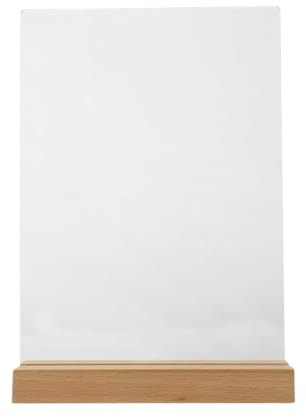 QOCUILC A5 Acryl Tischaufsteller | Doppelseitige Werbeständer | T-Ständer mit Holzsockel | Ideal für Restaurant, Hotel, Büro & Hochzeit | Transparenter Schildhalter | Professionelles Display