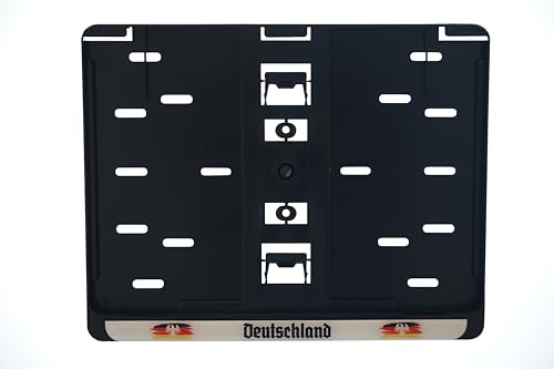 1x Kennzeichenhalter 280 x 200 mm (Mit 3D Gel Aufkleber mit Deutschland Flagge) Für Kennzeichen im Format 280 x 200 mm Passt für Roller Moped Traktor Anhänger Motorrad Hänger