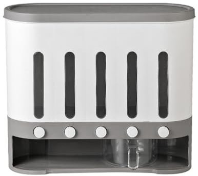 ARBGO 5 rejillas de cocina, dispensador de alimentos secos, dispensador de cereales, dispensador de cereales 5 en 1, dispensador de cereales en la pared, juego de recipientes para alimentos,