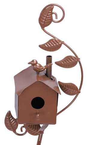 LIYJTK Vogelhaus, Kolibri-Kastenhaus, Hotel, Sperlingsnest, kleine Metallkunst, Cottage-Pfähle, Plattform, Unterschlupf, Futterstation, Fütterung mit Stangenstabilisator, Erdspieße,