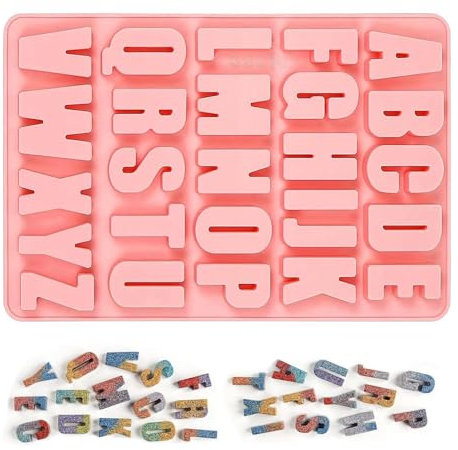 Silikonform Buchstaben, Gießform Buchstaben Silikon, A-Z Alphabet Silikonformen Gießformen Buchstaben Groß, Buchstaben Backform Schokoladenform für DIY-Formen, Kuchen, Backen, Eisbrocken, Fondant.