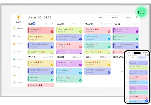 SSA Intelligenter digitaler Kalender mit Touchscreen-Display, IPS FHD 1920 x 1080, interaktiver Terminplaner und Aufgabendiagramm, Schreibtischständer im Lieferumfang enthalten