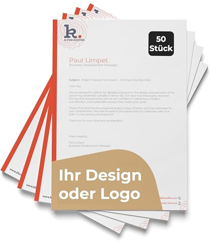 Cimpress A4 Markenpapier mit Logo, Individuell gestaltbares Briefpapier 210x297mm,Professionelle Korrespondenz im Büro, 50 Stück