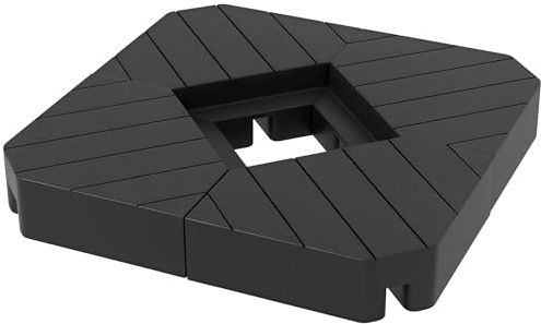 Outsunny Sonnenschirmständer 4-Teilig HDPE Holzoptik für Ampelschirm | Schirmgewicht, Bodenkreuz Befüllbar mit Sand/Wasser bis 20/15 kg, Ampelschirm Platten, Sonnenschirmfuß, Schwarz