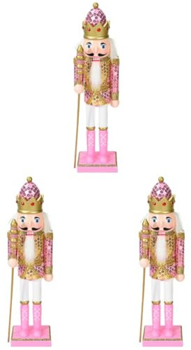 PRETYZOOM 3 Piezas Cascanueces muñecos Madera decoración Fiesta muñeco de Madera Decoración de Mesa de Fiesta Decoración Interior de Oficina árbol balanceo de Nuez Rosa