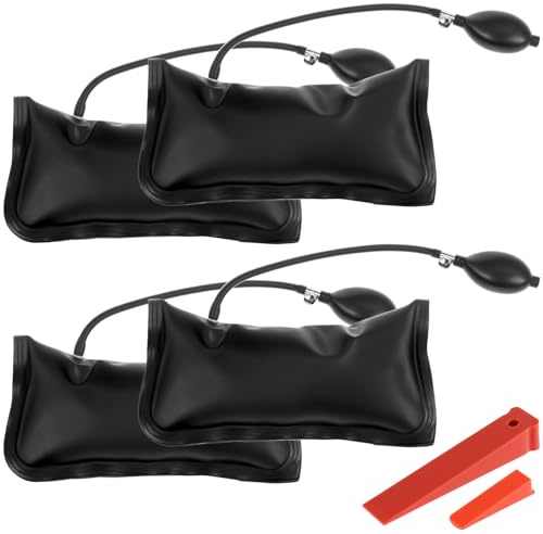 QWORK® 4 Cuscini di Montaggio con Sollevatore ad Aria, capacità di carico di 150 kg con 2 Cuneo in plastica - per l'installazione di Porte e finestre