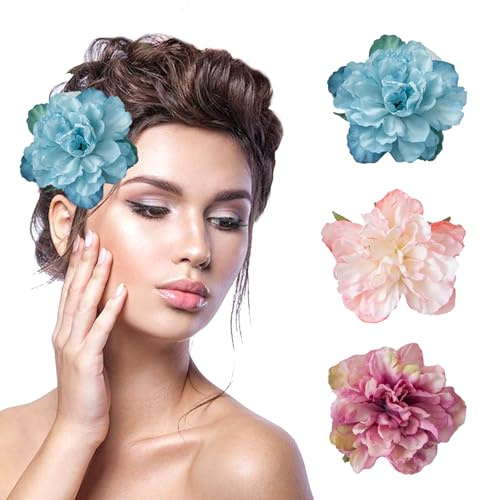 BSITSSS 9 Pezzi Fiori per Capelli, Peonia Mollette Fiori per Capelli, Colorate Fiore Accessori per Capelli Ragazze Donna Matrimonio Sposa Nozze Spiaggia Estive