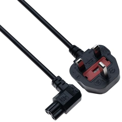 PC Power Mains Lead UK Plug Right Angled 3 Pin cloverleaf Laptop Charger cable, 2m IEC C5 Cord 5A Fuse Compatible with Computer Laptop Projector Power Adapter (Black)
