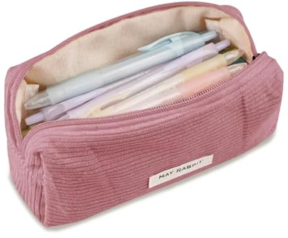 OUDQFCJ Estuche de Lápices, 1 Unidad, Estuche de Pana, para Lápices de Gran Capacidad, Portátil Multifuncional, Estuches Escolares de Tela, Estojo para Niñas, Niños (Rosa)