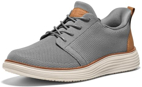 HEEZ Mens Casual Shoes, Mesh Knit Men's Business Oxford Shoes, Lightweight Breathable Dress Sneakers Walking Trainers Grey