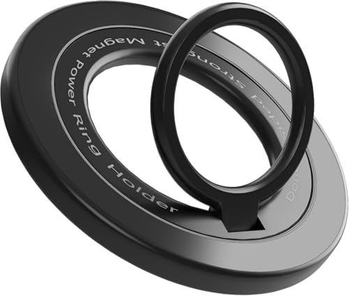 Magnetic Phone Ring Holder for Mag-Safe Popg Sockety -360 Rotating Phone Grip 【Two-Sided Magnetic】for iPhone 16 15 14 13 12 Pro/Pro Max/Plus/Mini, Others with Iron Plate (Black)