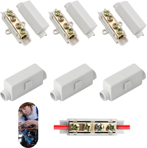 6 Stück Durchgangsverbinder, Kabelverbinder Klemmleiste, ABS-Gehäuse, 1000 V, 100 A, Kabel Hauptleitungsabzweigklemme für 2,5 Bis 16 mm² Draht für Deckenleuchten Schalter Elektroinstallation