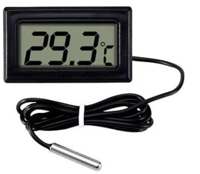 Thermomètre Frigo Digital, Sonde Temperature Numérique avec Écran LCD, Thermomètre Température avec Sonde de Température Capteur Testeur pour Réfrigérateur Congélateur Aquarium (Noir)